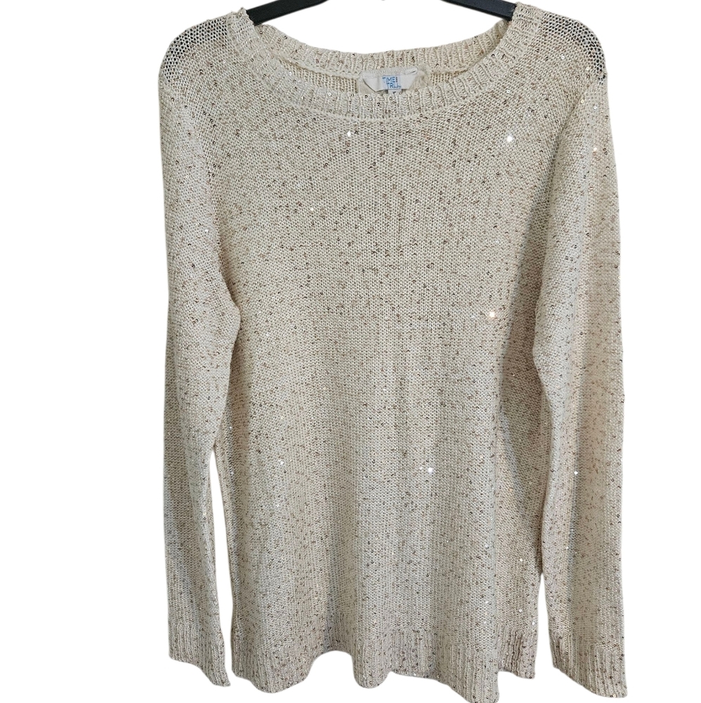 Time and Tru Sparkly Sequin Tie Back Sweater Sz XL